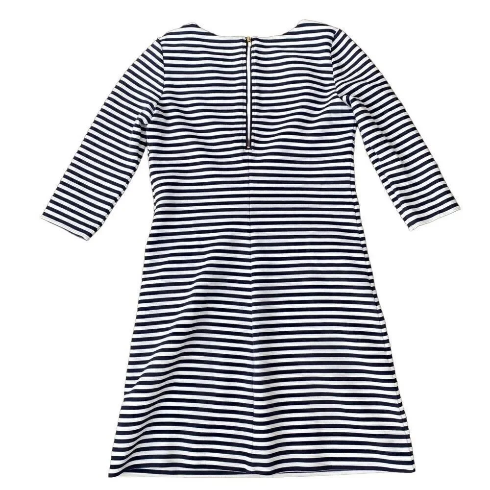 Lilly Pulitzer Charlene Mini Shift Dress Size Small Navy Stripe 3/4 Sleeves